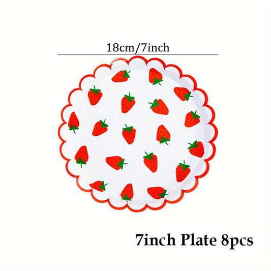 10pcs Strawberry Fruit Patterned Tableware for Parties & Events