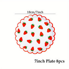 10pcs Strawberry Fruit Patterned Tableware for Parties & Events