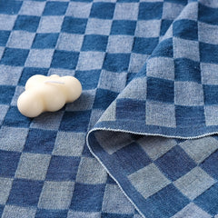 1yard Plaid Jacquard Washed Denim Fabric Checkerboard Coat DIY