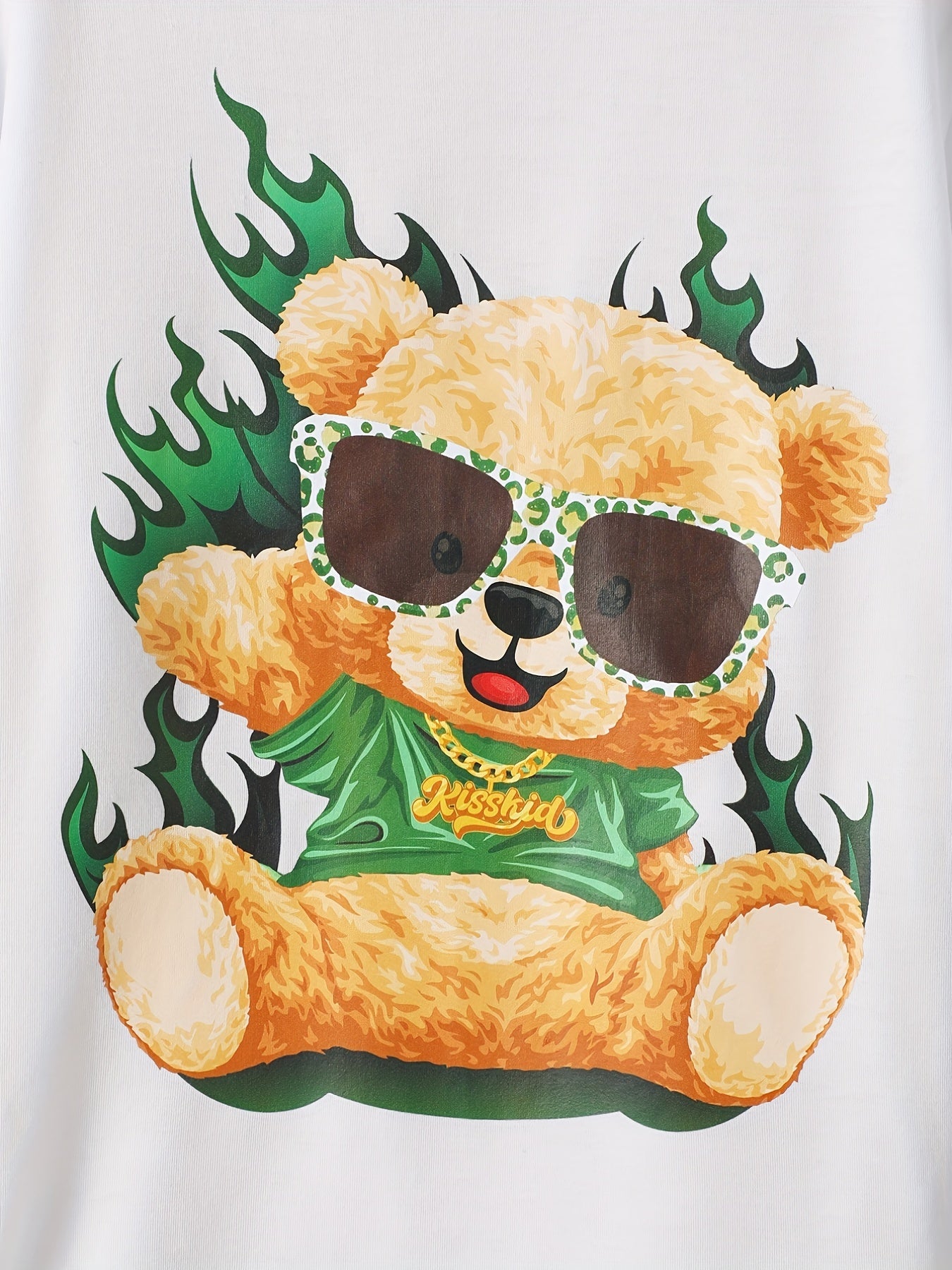Boys Bear Graphic Casual Outfit Round Neck T shirt & Shorts