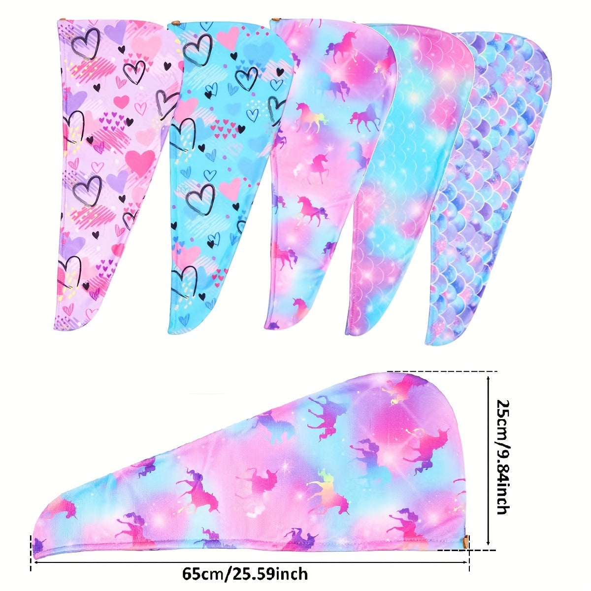 Microfiber Hair Towel with Button Soft Hair Drying Cap Hair Turban Hair Towel