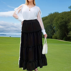Solid Elastic High Rise Maxi Skirt