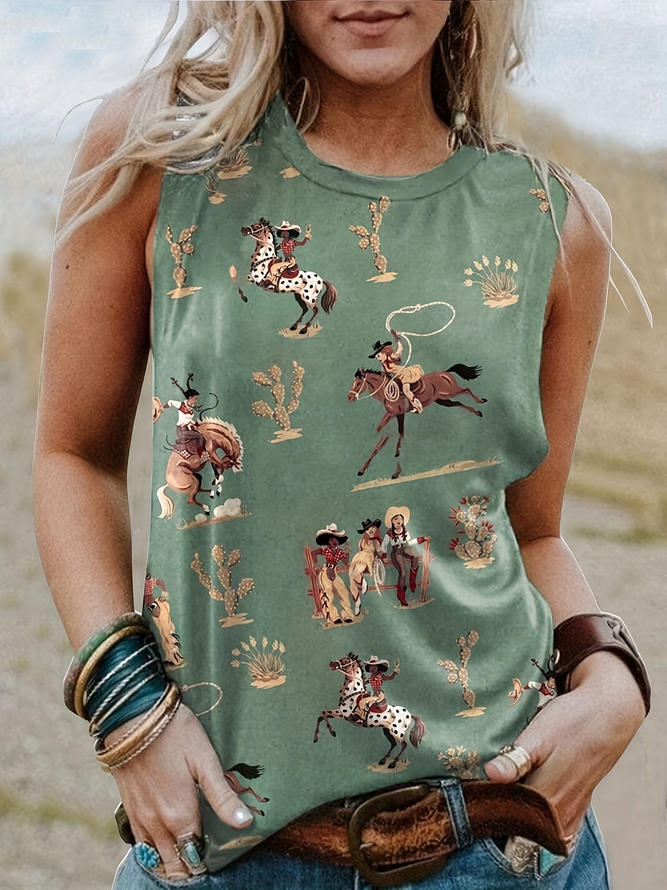 Cartoon Graphic Tank Top Women's Clothing