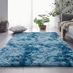 Shag Area Rug Modern Fluffy Rug Tie Dyed Dark
