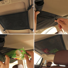 Car Roof Storage Net Bag - Double Layer Zipper - Car Interior Accessories