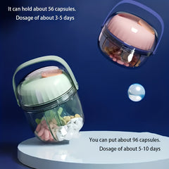 Large Capacity Pill Box for Travel and Office