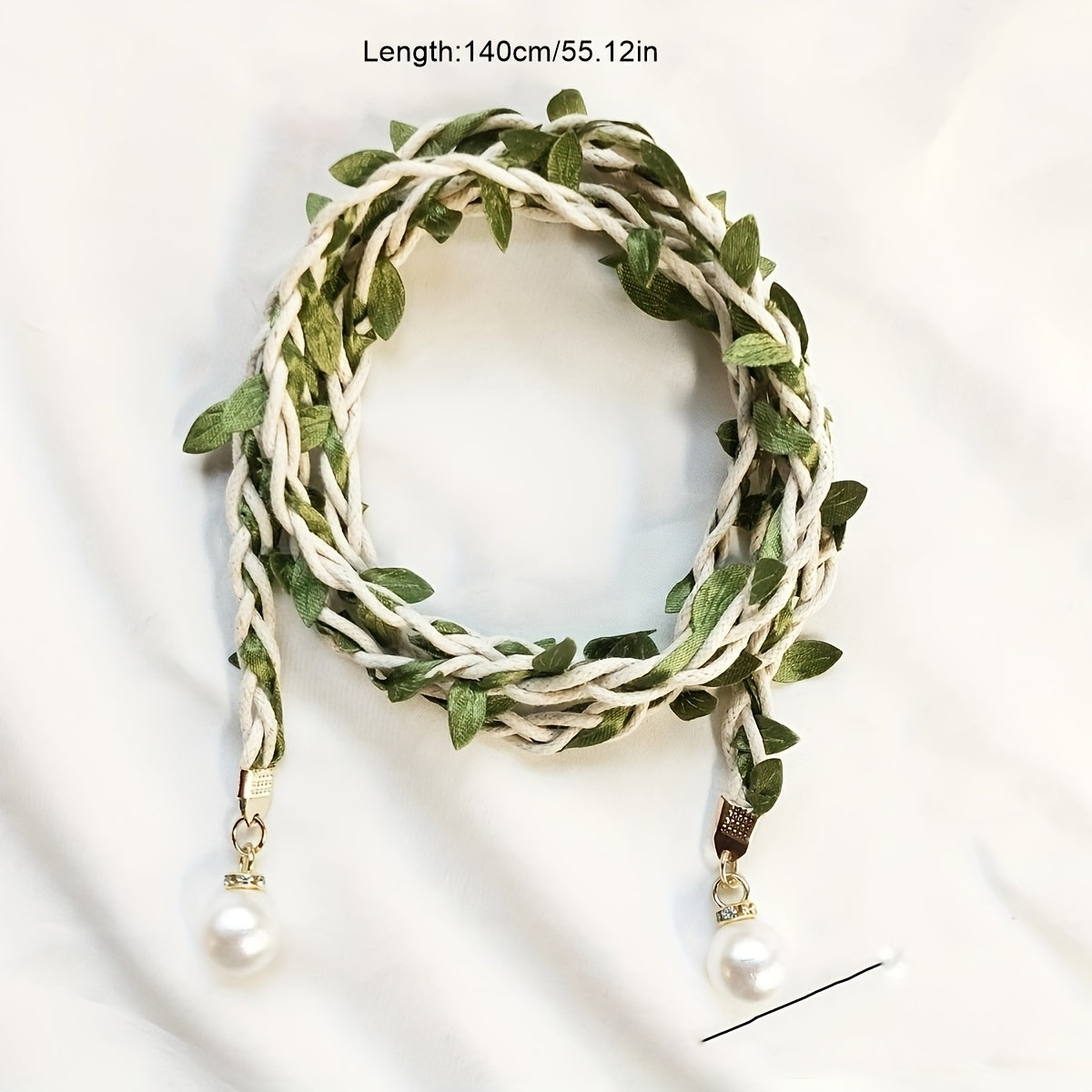 2pcs Rattan Curtain Holdback Faux Pearl Beaded Rope Home Decoration