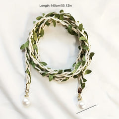 2pcs Rattan Curtain Holdback Faux Pearl Beaded Rope Home Decoration