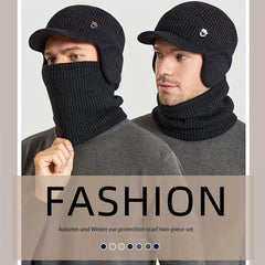 Warm Ear Protection Hat & Neck Gaiter Set Fleece Beanie Two piece Set