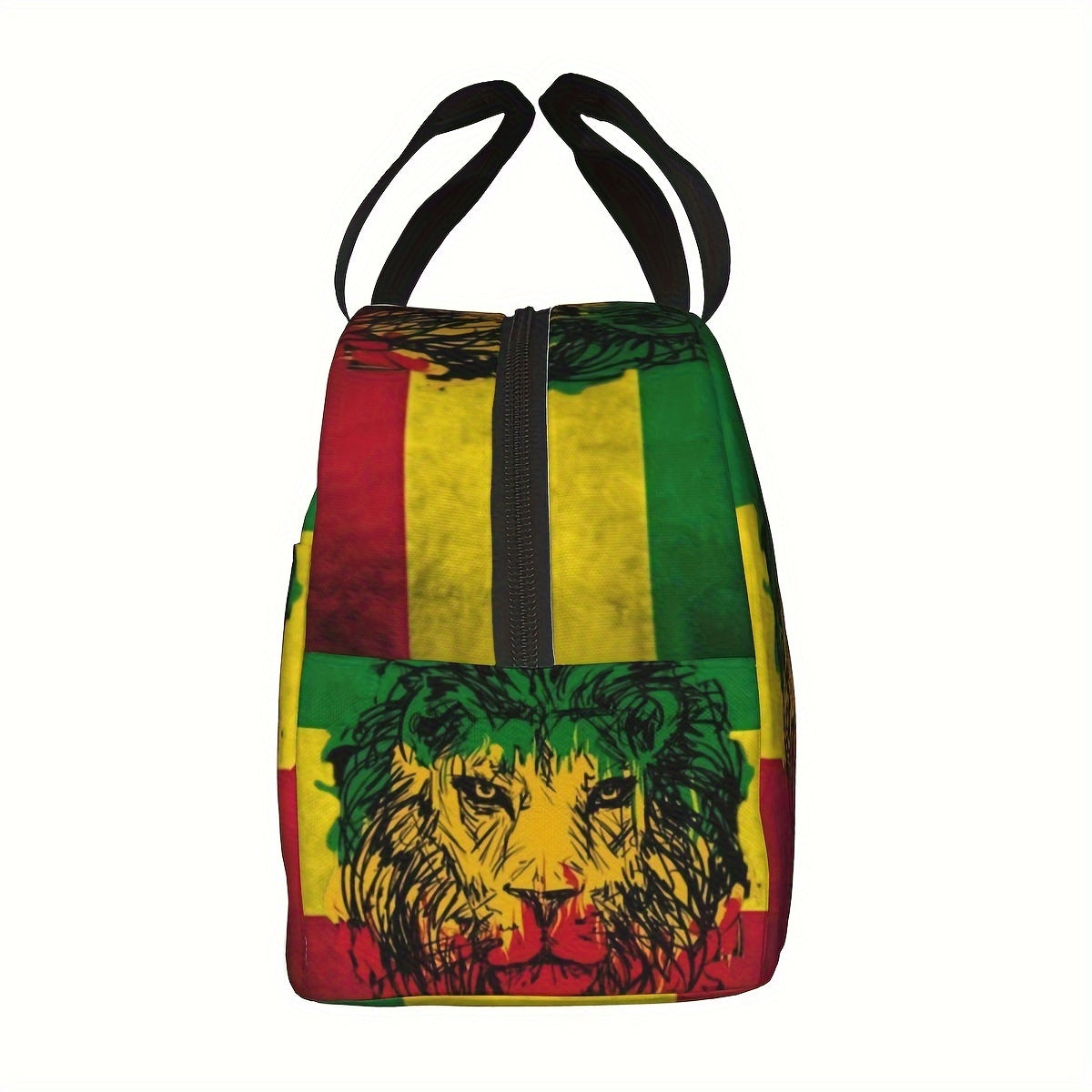 Jamaican Flag Lion Print Insulated Lunch Bag
