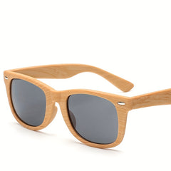 Wood Grain Sunglasses Square Mirrored UV400 Sun Shades for Driving