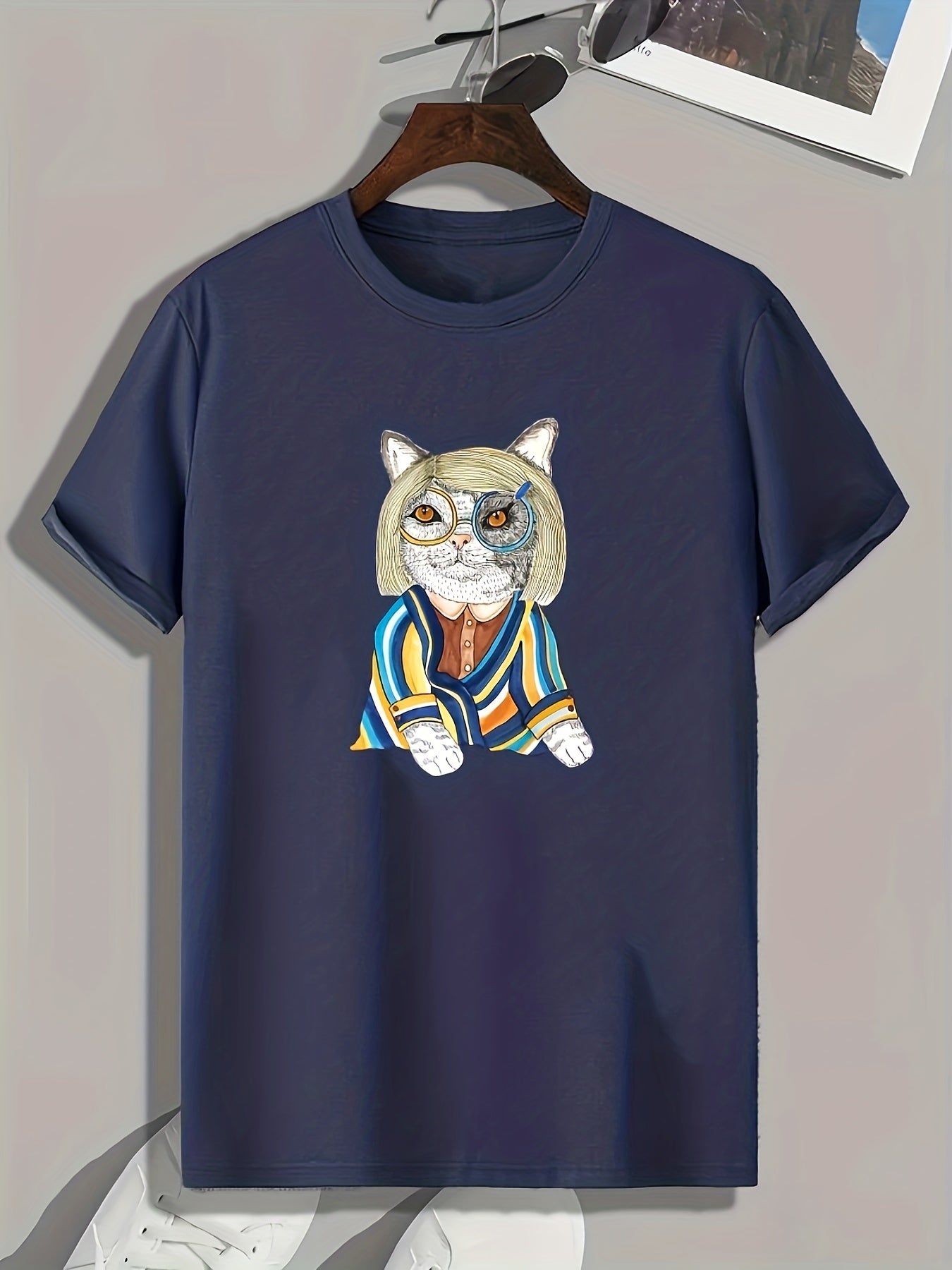 Funny Cat Print Graphic T-shirt for Men
