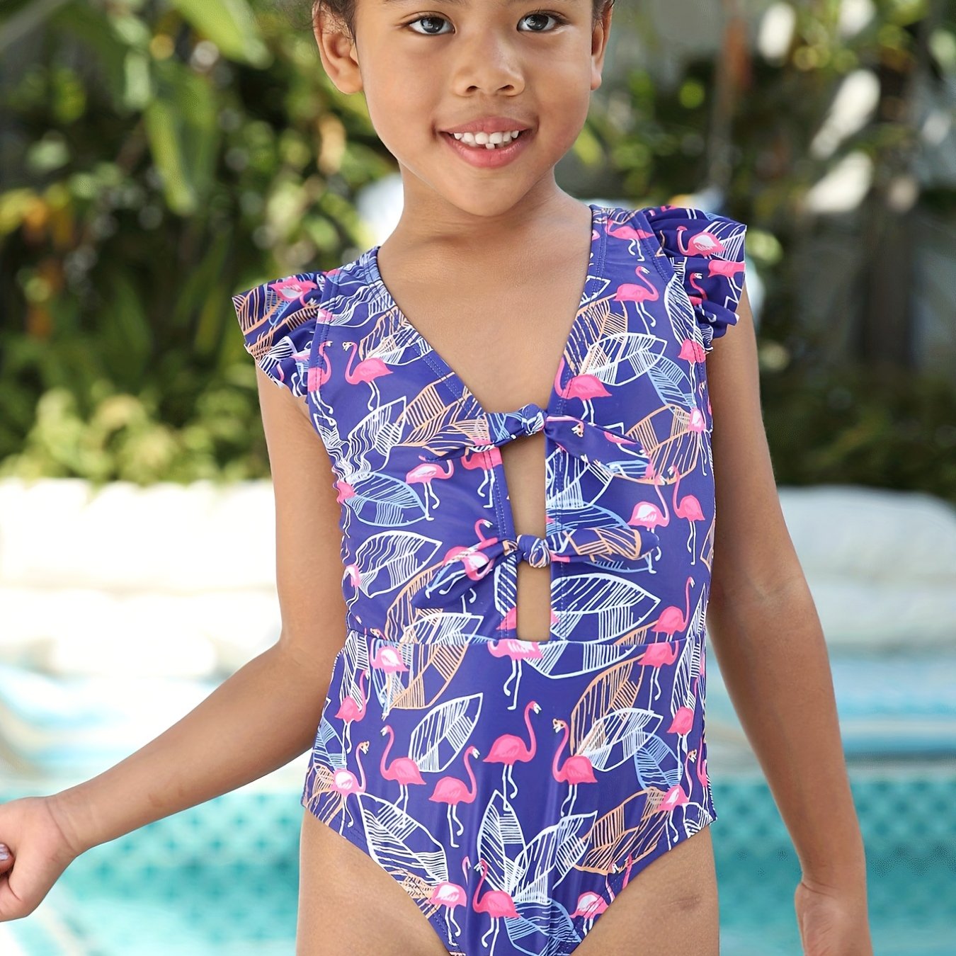 Toddler Girls Flamingo Ruffle Trim Swimsuit Kids Summer Beach Clothes