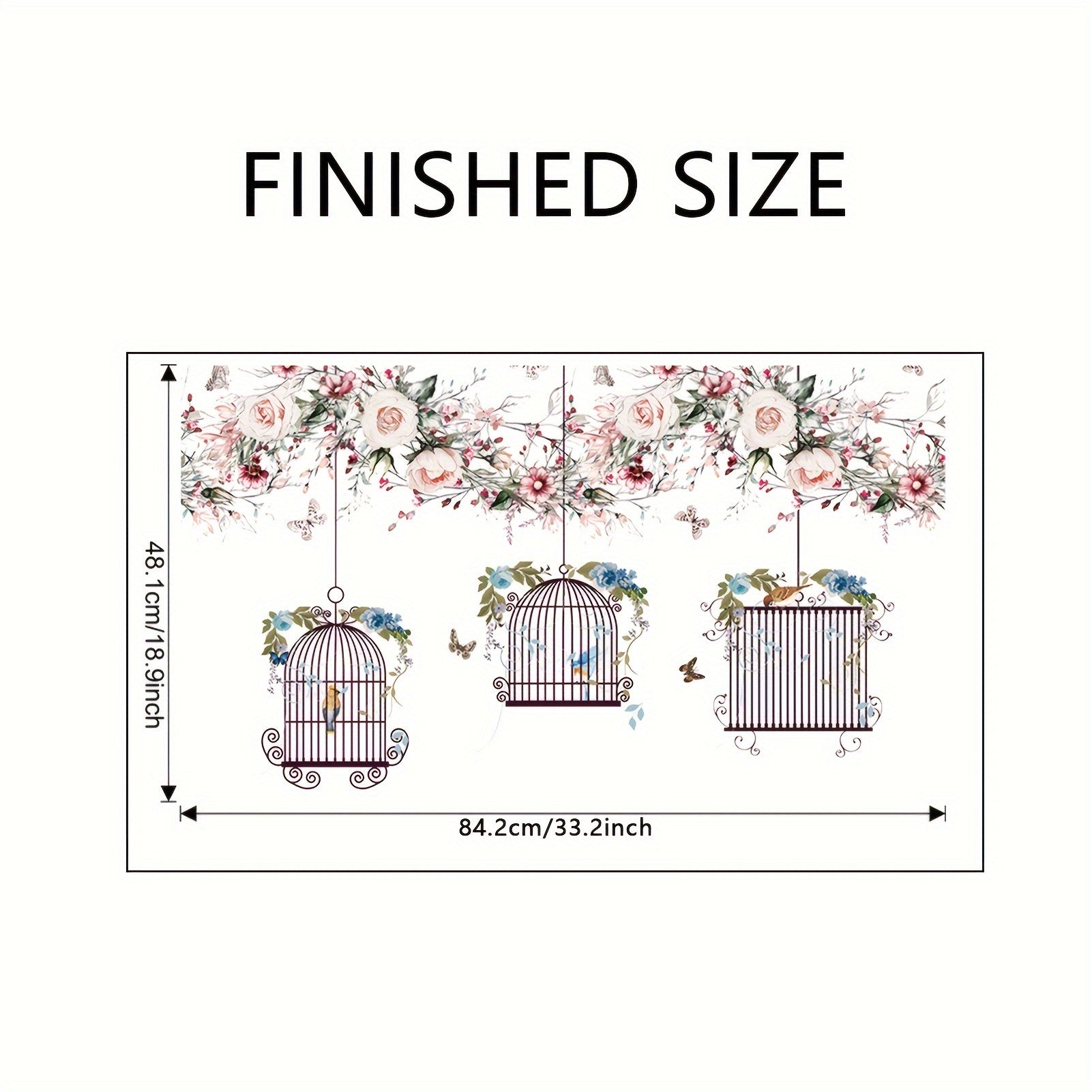 Flowers Wall Stickers DIY Butterfly Green Leaves Birdcage Parrots Wall Decals