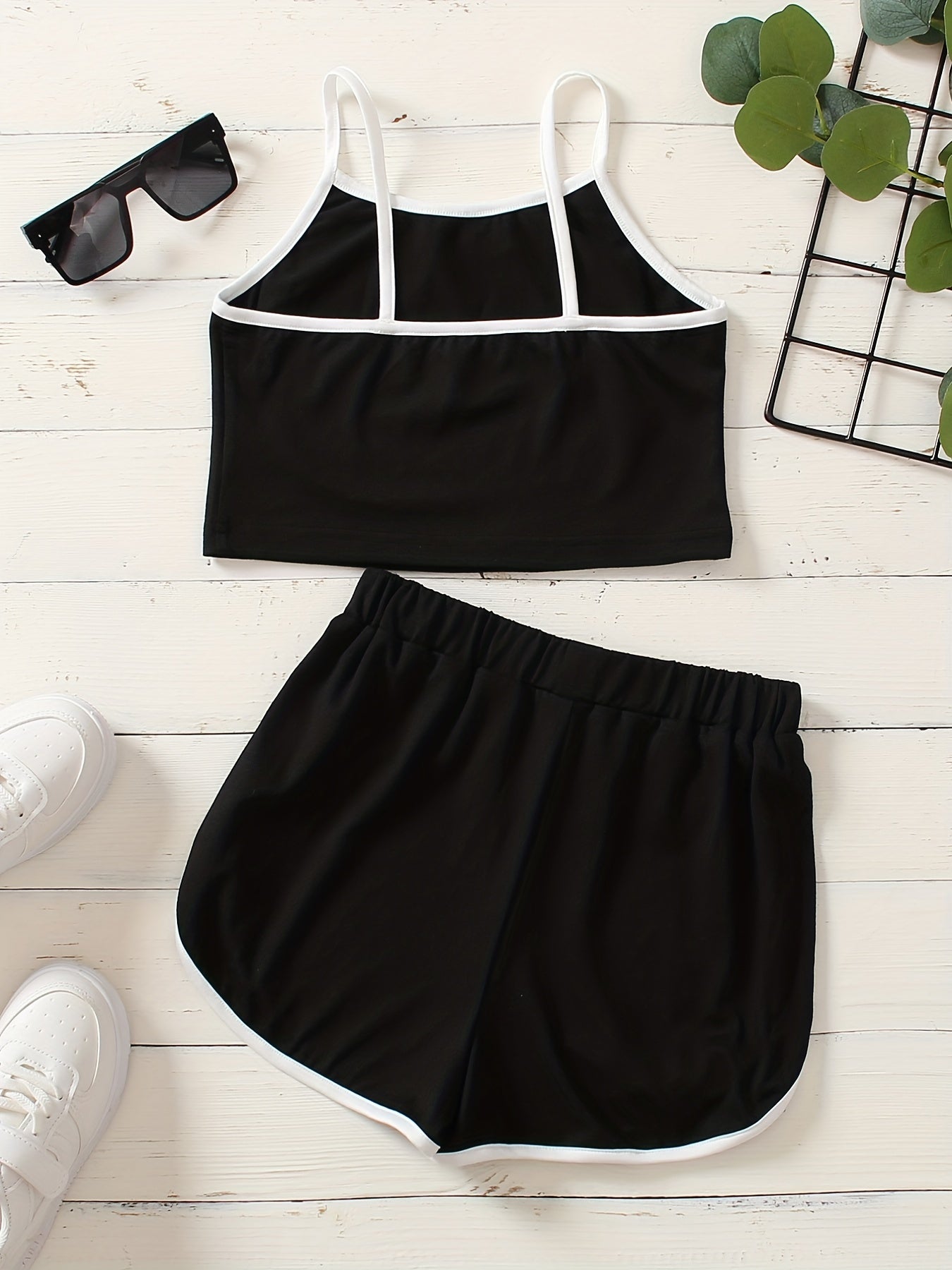 Girl's 2 Piece Casual Sports Suit Top & Shorts Set for Summer