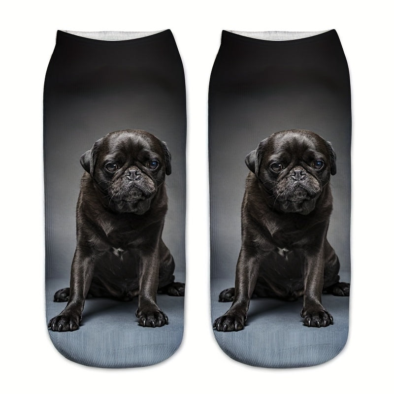 3D Dog Pattern Comfy Low Cut Socks Women's Stockings Hosiery