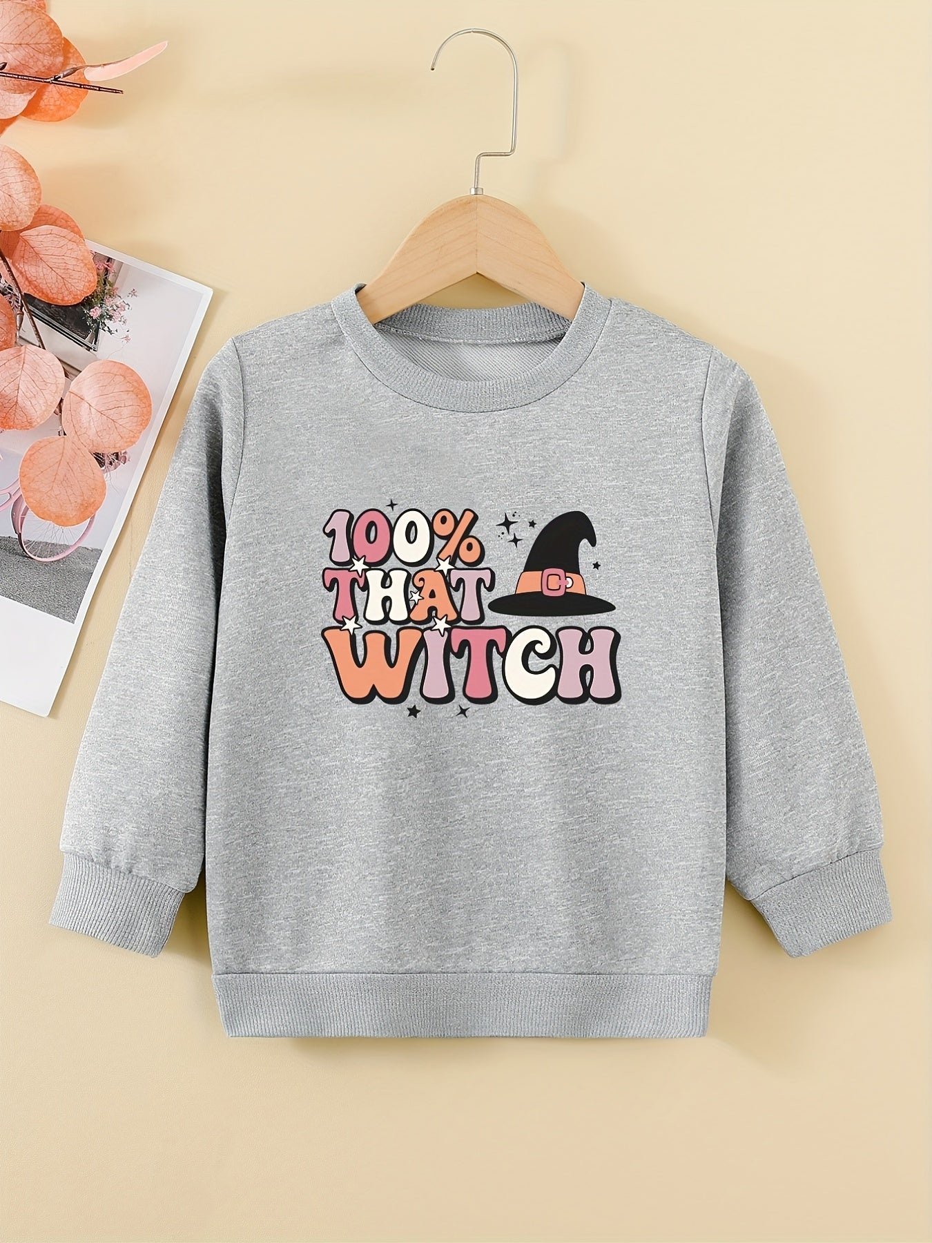 Halloween Girls Sweatshirt Combo Style Round Neck Casual Pullover Tops
