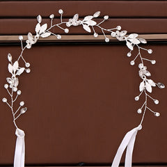 Bridal Pearl Leaves Headband Hair Accessory For Bride