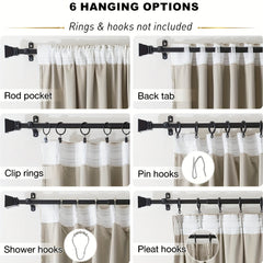 Cotton Linen Curtain with Rod Pocket for Living Room Bedroom Home Decor