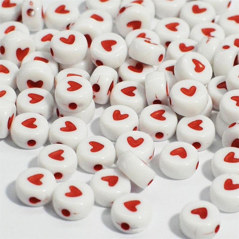 100pcs Alphabet & Heart Acrylic Beads for DIY Jewelry Making