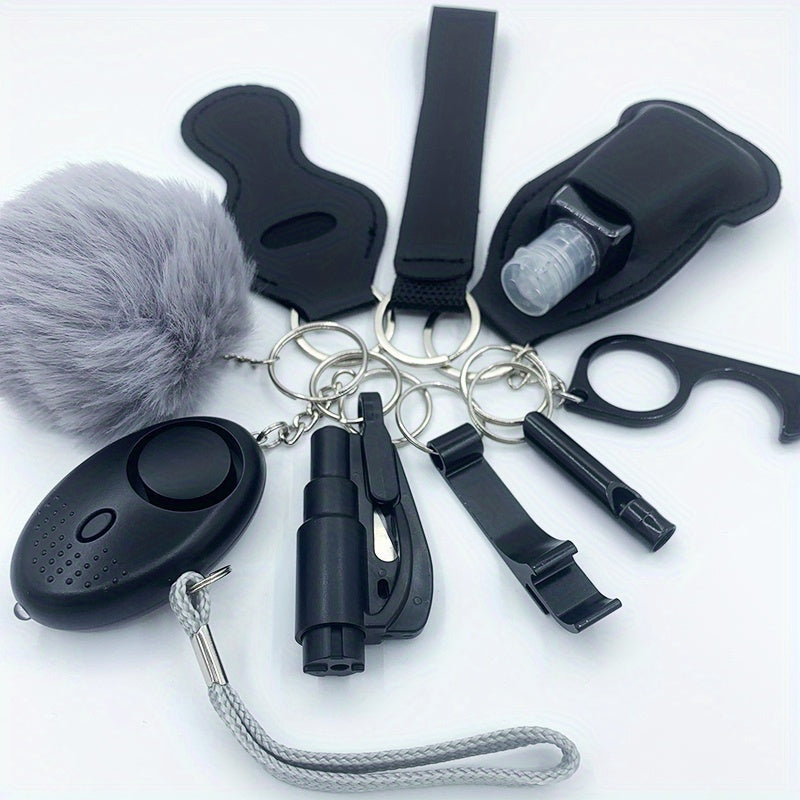 10pc Women's Safety Keychain Set: Alarm, Breaker, Whistle, Opener