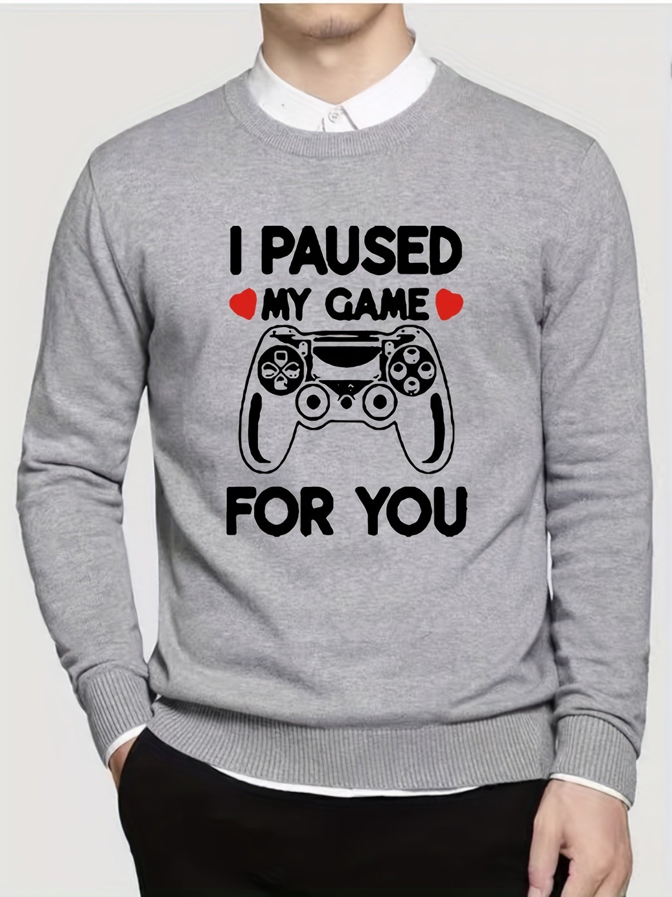 Men's Knitted Crew Neck Sweater for Fall Winter