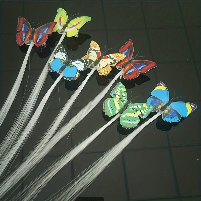 2pcs Butterfly LED Glitter Hair Braid Luminous Hairpin Hair Accessories Girls