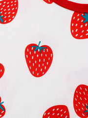 2pcs Strawberry Pattern Kid's Pajamas Set Comfy Casual PJ Set Girl's Loungewear