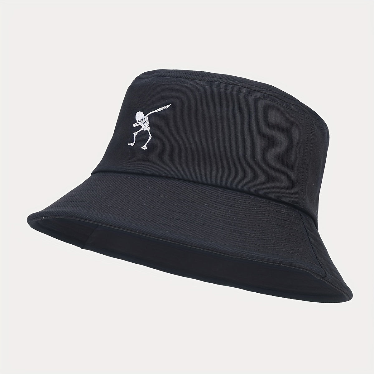 Punk Style Skull Skeleton Embroidered Street Dance Bucket Hat
