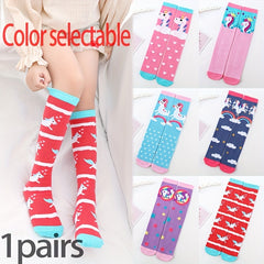 Girls Unicorn Print Over Knee Socks for Kids