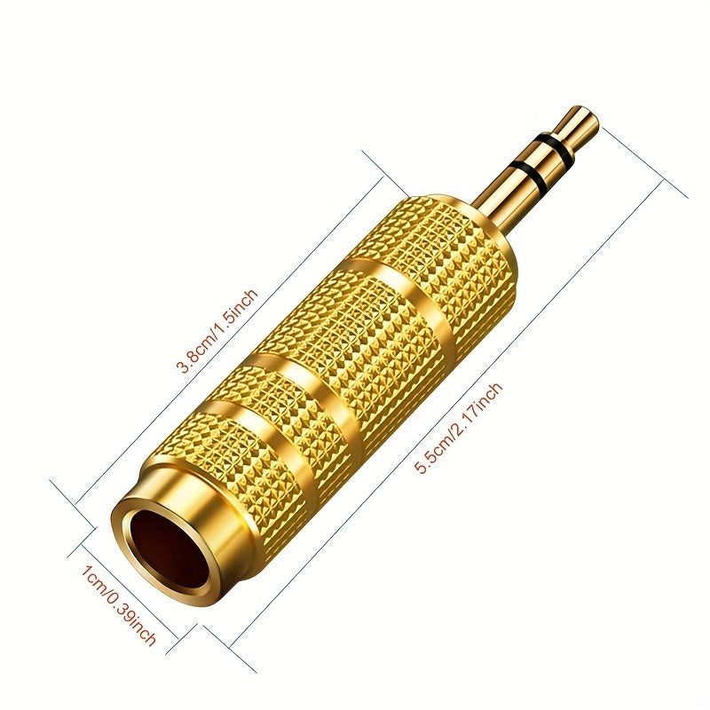2Pcs Audio Adapter 3.5mm Male to 6.35mm Female + 6.35mm Male to 3.5mm Female