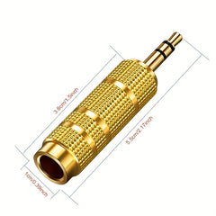2Pcs Audio Adapter 3.5mm Male to 6.35mm Female + 6.35mm Male to 3.5mm Female