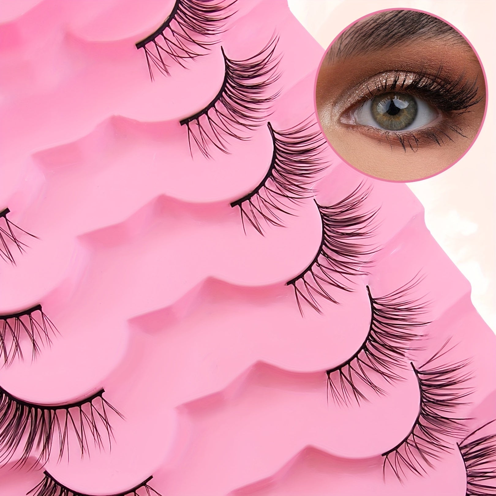 7 Pairs Natural Cross Curling Cat Eye False Eyelashes for Dramatic Look