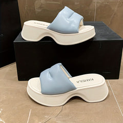 Women's Chunky Heeled Platform Slide Sandals