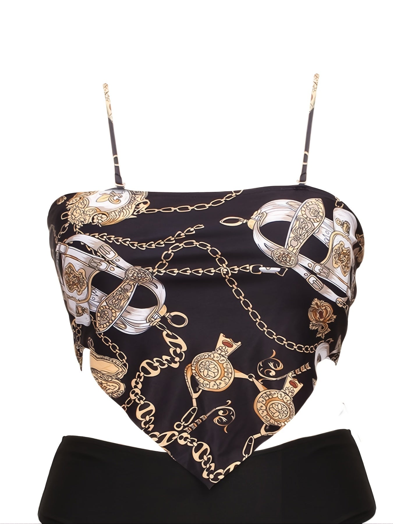 Graphic Print Bikini Bandana Top Women's Plus High Stretch Cami