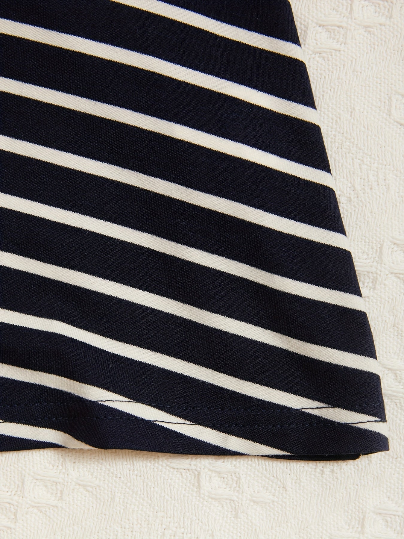 Comfy Striped Cold Shoulder Summer Dress Classic Style Youth Girl Casual Dresses