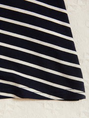 Comfy Striped Cold Shoulder Summer Dress Classic Style Youth Girl Casual Dresses