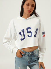 Women's American Flag Graphic Sweatshirt Long Sleeve Round Neck