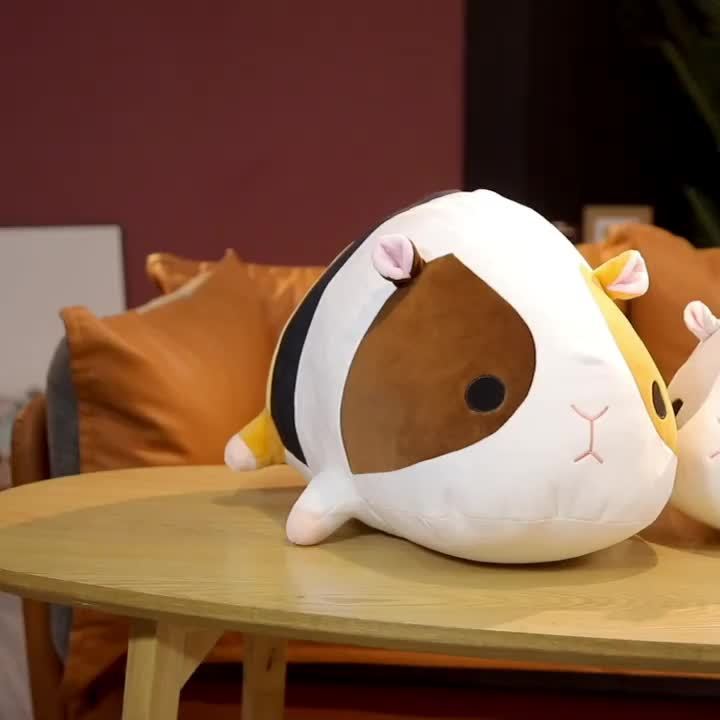 TINICOOCAT 39 Guinea Pig Plush Toy Cute Stuffed Pillow with Pink Ears & Eyes
