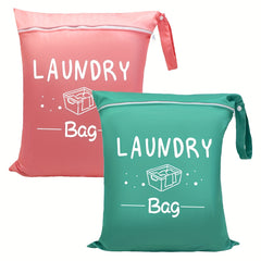 2pcs Large Travel Laundry Bag Wet Dry Washable Dirty Clothes Drawstring Bag