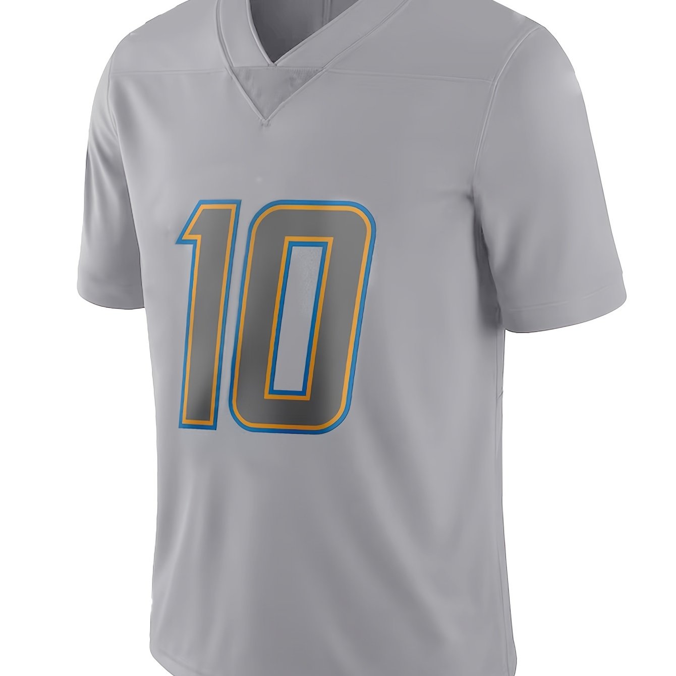Men's Grey Football Jersey Embroidered V-Neck Shirt