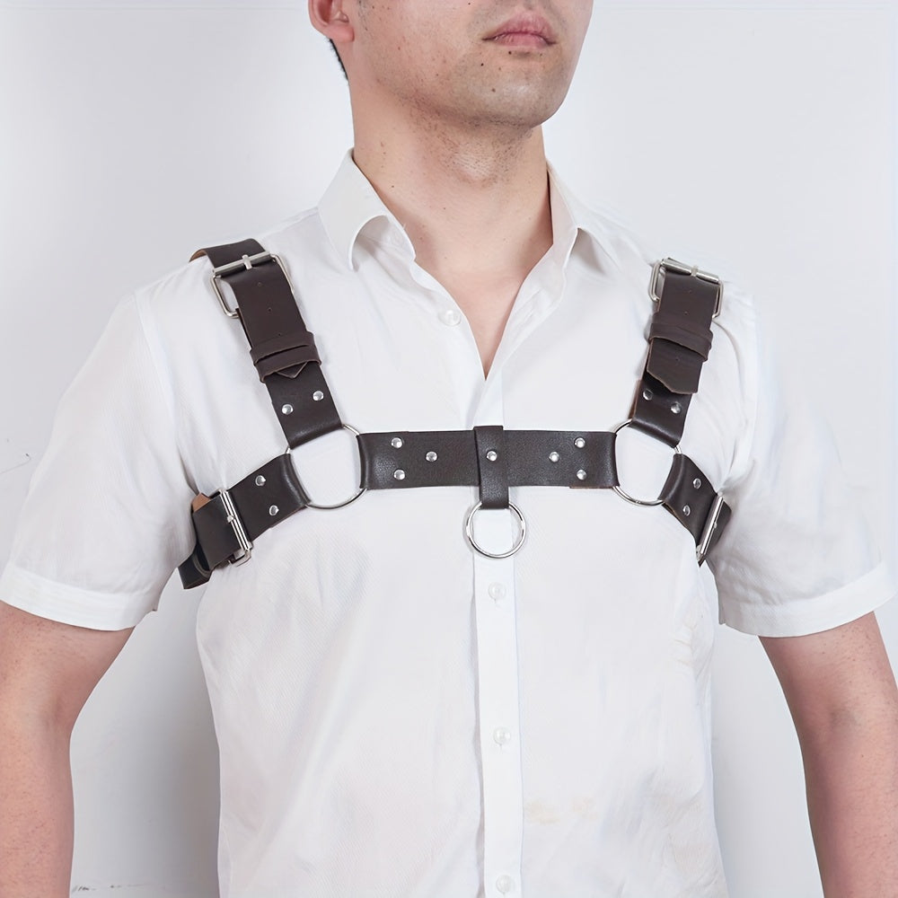 Men's Sleeveless Body Chest Harness PU Leather Punk Chest Belt