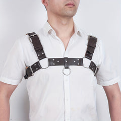 Men's Sleeveless Body Chest Harness PU Leather Punk Chest Belt