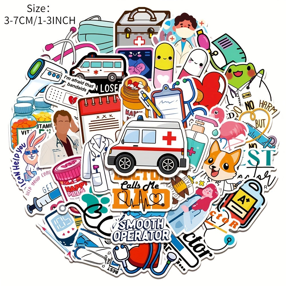 50Pcs Doctor Career Series Graffiti Stickers Waterproof Decorative Stickers