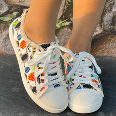Colorful Print Breathable Skate Shoes Casual Flat Canvas Sneakers