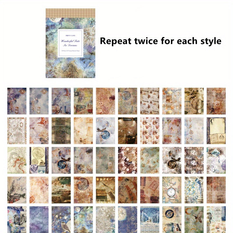 100pcs Vintage Private Collection Series Background Paper Pack