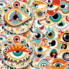 50pcs Devil's Eye Horror Series Phone Case Stickers Waterproof Decor