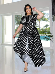 Polka Dot Crop Top & Maxi Skirt 2 Piece Set Plus Size