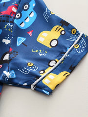 Boys Cartoon Cars Pajamas Set Short Sleeves Tops & Bottoms Cozy Homewear