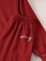 Boy's 2pcs Hoodie & Solid Sweatpants Set for Spring Fall